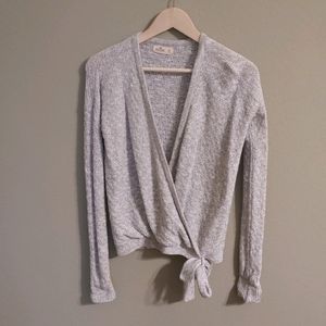 Hollister Gray Knit Wrap Sweater XS